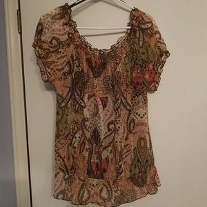 Brown and pink paisley top